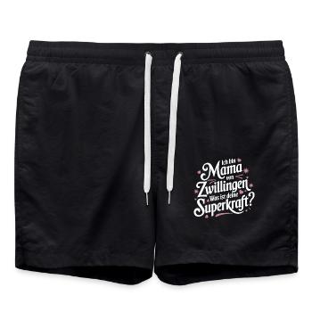 Zwillingsmama Zwillings Mutter, Mama von Zwillinge - Badeshorts - Schwarz - Vorne - AI Model Male 185 light (185cm)