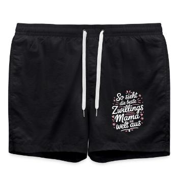 Zwillingsmama Zwillings Mutter Zwillinge Mama - Badeshorts - Schwarz - Vorne - AI Model Male 185 light (185cm)