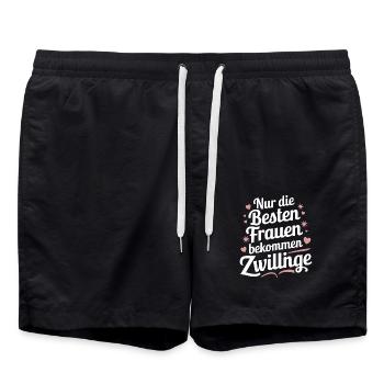 NUR DIE BESTEN FRAUEN BEKOMMEN ZWILLINGE - Badeshorts - Schwarz - Vorne - AI Model Male 185 light (185cm)
