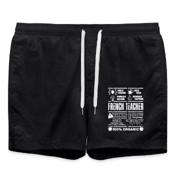 French Teacher Multitasking Beer Coffee Problem - Swim Trunks - black - Front - AI Model Male 185 light (185cm)