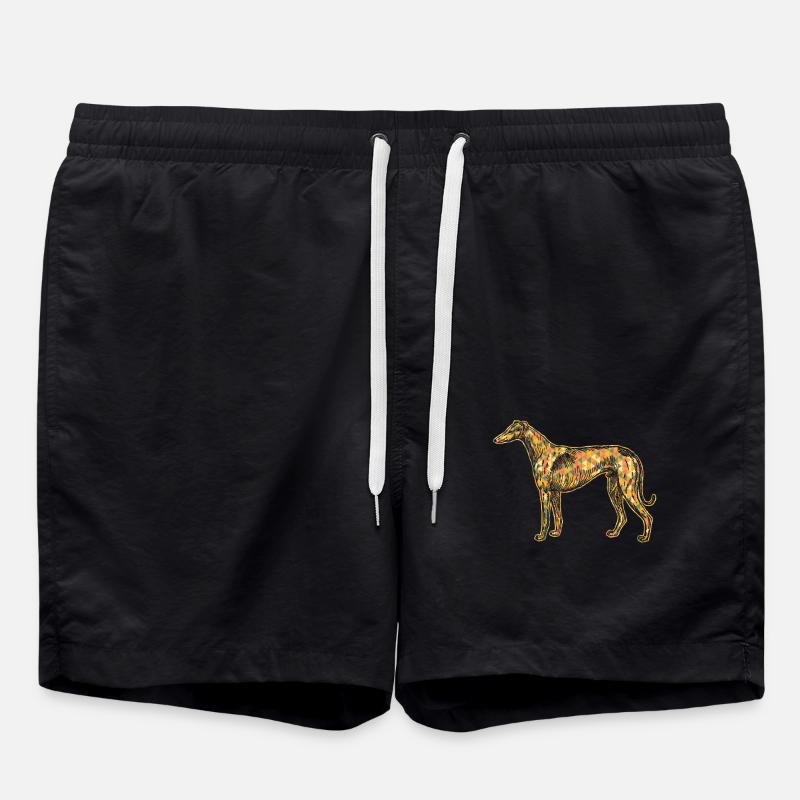Greyhound Geometric - Swim Trunks - black