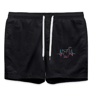 Chats Chat Propriétaire Mignon Animal Heartbeat ECG - Short de bain - noir - Devant - AI Model Male 185 light (185cm)