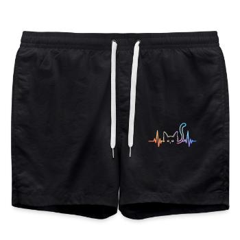 Chats Chat Propriétaire Mignon Animal Heartbeat ECG - Short de bain - noir - Devant - AI Model Male 185 light (185cm)