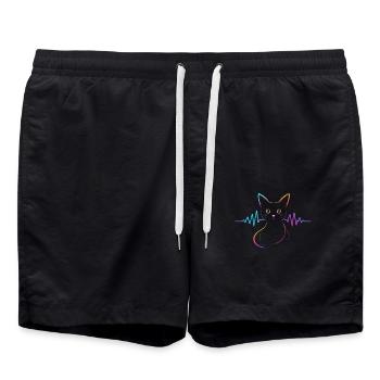 Chats Chat Propriétaire Mignon Animal Heartbeat ECG - Short de bain - noir - Devant - AI Model Male 185 light (185cm)