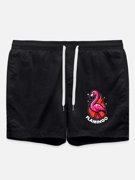 Flamingo Pun Bird Cute - Swim Trunks - black