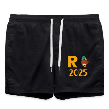 Duck Pension 2025 Pension Retirement Grandpa Grandma Pensioner - Swim Trunks - black - Front - AI Model Male 185 light (185cm)