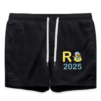 Duck Pension 2025 Pension Retirement Grandpa Grandma Pensioner - Swim Trunks - black - Front - AI Model Male 185 light (185cm)