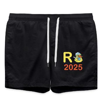 Canard Pension 2025 Pension Retraite Grand-père Mamie Retraité - Short de bain - noir - Devant - AI Model Male 185 light (185cm)