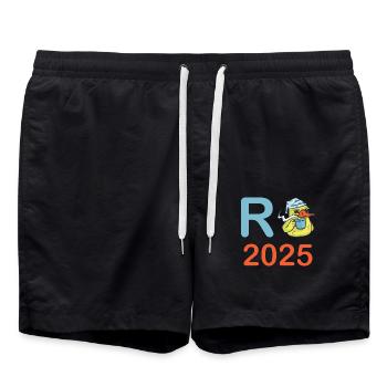 Duck Pension 2025 Pension Retirement Grandpa Grandma Pensioner - Swim Trunks - black - Front - AI Model Male 185 light (185cm)