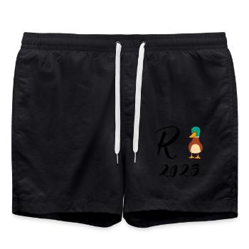 Duck Pension 2025 Pension Retirement Grandpa Grandma Pensioner - Swim Trunks - black - Front - AI Model Male 185 light (185cm)