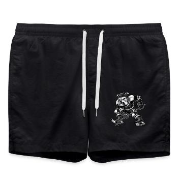 Bulldogge Eishockey Spieler Cartoon Entschlossen - Swim Trunks - black - Front - AI Model Male 185 light (185cm)