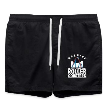 Attention might be talking about roller coasters - Swim Trunks - black - Front - AI Model Male 185 light (185cm)