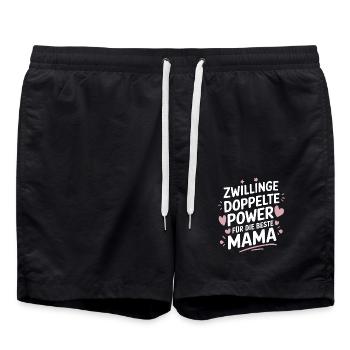 Zwillingsmutter Twin Mom Mama von Zwillingen - Badeshorts - Schwarz - Vorne - AI Model Male 185 light (185cm)