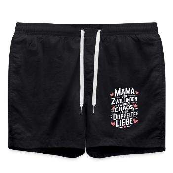 Mama von Zwillingen Zwillings Mutter Zwillingsmama - Badeshorts - Schwarz - Vorne - AI Model Male 185 light (185cm)