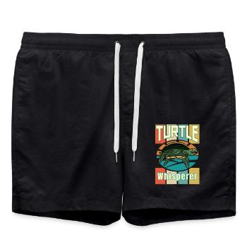 Tortue Chuchotant, Amoureux des animaux, Tortue - Short de bain - noir - Devant - AI Model Male 185 light (185cm)