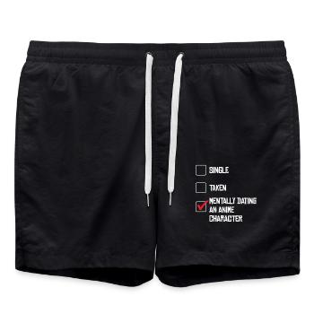Mentally Dating An Anime Character Humorous - Swim Trunks - black - Front - AI Model Male 185 light (185cm)