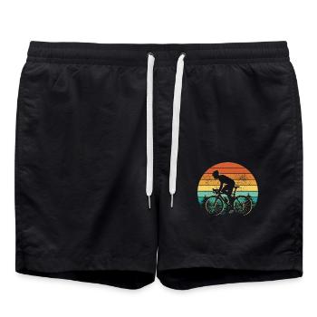 Coucher de soleil cycliste rétro - Short de bain - noir - Devant - AI Model Male 185 light (185cm)