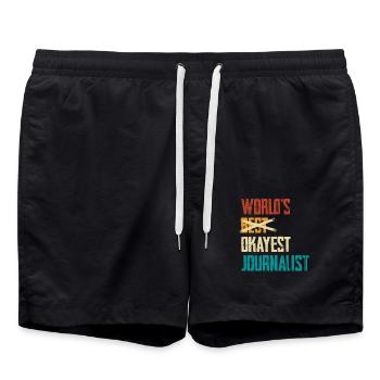 Le journaliste le plus acceptable du monde : un dicton humoristique - Short de bain - noir - Devant - AI Model Male 185 light (185cm)