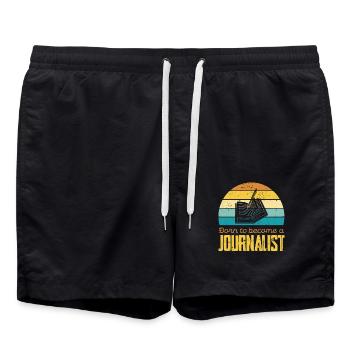 Born To Be A Journalist Retro Vintage - Swim Trunks - black - Front - AI Model Male 185 light (185cm)
