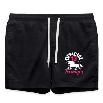 Officiel 13 Anniversaire Adolescent Licorne - Short de bain - noir - Devant - AI Model Male 185 light (185cm)