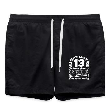 13. Geburtstag Als Gott Mich Vor 13 Jahren Schuf - Badeshorts - Schwarz - Vorne - AI Model Male 185 light (185cm)