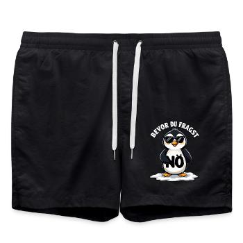 Bevor du fragst Nein lustiges mit süßem Pinguin - Badeshorts - Schwarz - Vorne - AI Model Male 185 light (185cm)