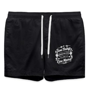 Twin Mom Zwillingsmutter Mama von Zwillingen - Badeshorts - Schwarz - Vorne - AI Model Male 185 light (185cm)
