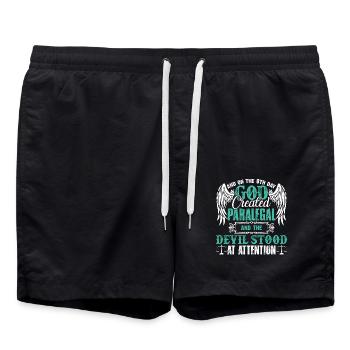 Paralegal God Created Paralegal - Swim Trunks - black - Front - AI Model Male 185 light (185cm)
