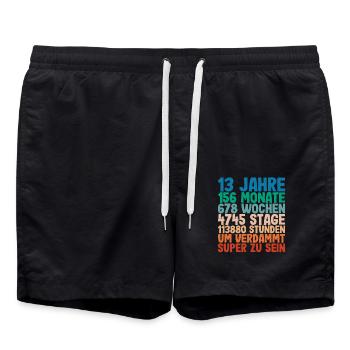 13. Geburtstag 13 Jahre Voller Abenteuer - Badeshorts - Schwarz - Vorne - AI Model Male 185 light (185cm)