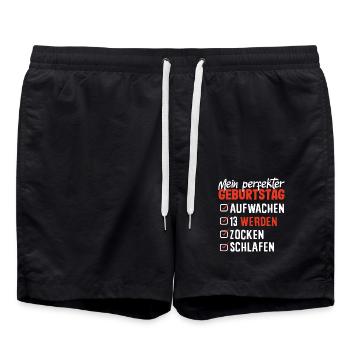 Ma liste de contrôle parfaite pour mon 13e anniversaire - Short de bain - noir - Devant - AI Model Male 185 light (185cm)