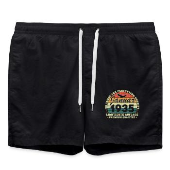 90th Anniversary Birthday Born in January 1935 - Swim Trunks - black - Front - AI Model Male 185 light (185cm)