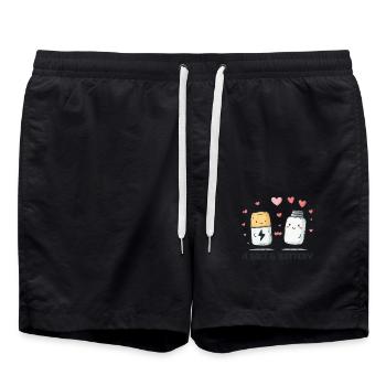 Un motif de dessin animé amusant Salt & Battery pour - Short de bain - noir - Devant - AI Model Male 185 light (185cm)