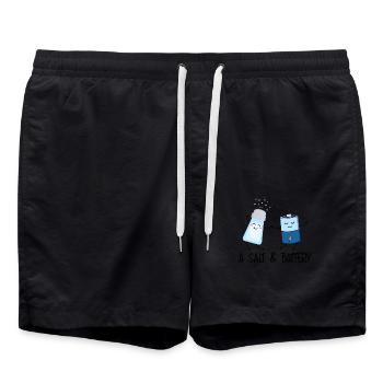 Un motif de dessin animé amusant Salt & Battery pour - Short de bain - noir - Devant - AI Model Male 185 light (185cm)
