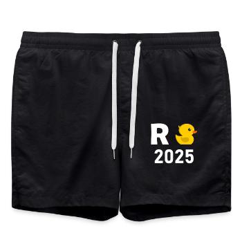 Duck Pension 2025 Pension Retirement Grandpa Grandma Pensioner - Swim Trunks - black - Front - AI Model Male 185 light (185cm)