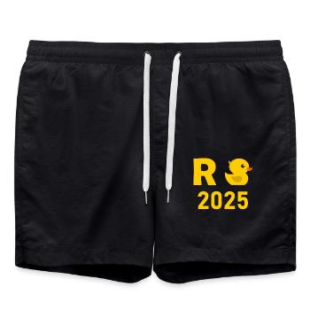 Duck Pension 2025 Pension Retirement Grandpa Grandma Pensioner - Swim Trunks - black - Front - AI Model Male 185 light (185cm)