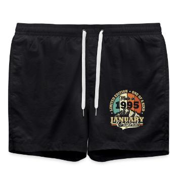 Anniversary January 1995 Birthday Gift - Swim Trunks - black - Front - AI Model Male 185 light (185cm)