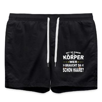 Mit so einem Körper, wer braucht da Haare? - Badeshorts - Schwarz - Vorne - AI Model Male 185 light (185cm)