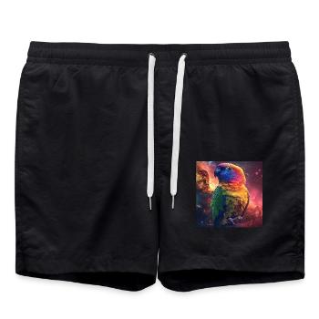Sittiche - Badeshorts - Schwarz - Vorne - AI Model Male 185 light (185cm)