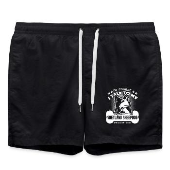 I Talk To My Shetland Sheepdog - Swim Trunks - black - Front - AI Model Male 185 light (185cm)