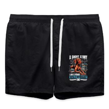 Vizsla Enthusiast A Short Story I Am A Dog Owner - Swim Trunks - black - Front - AI Model Male 185 light (185cm)