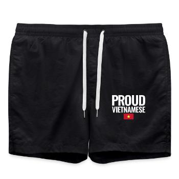 Fier Vietnamien Vietnam Drapeau Vietnamien - Short de bain - noir - Devant - AI Model Male 185 light (185cm)