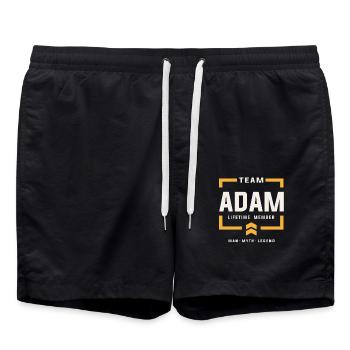 Team Adam Lifetime Member Funny Name Adam - Swim Trunks - black - Front - AI Model Male 185 light (185cm)