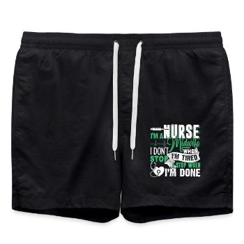 Nurse Midwife I am A Nurse Midwife - Swim Trunks - black - Front - AI Model Male 185 light (185cm)