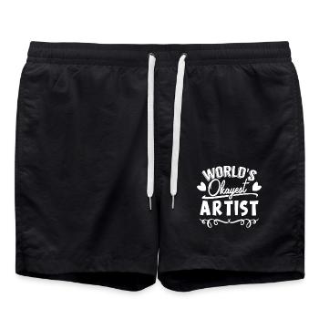 Artist World's Okayest Artist - Swim Trunks - black - Front - AI Model Male 185 light (185cm)