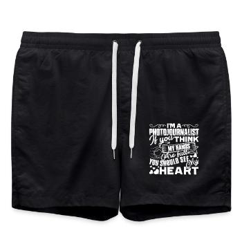 Photojournalist With Full Heart - Swim Trunks - black - Front - AI Model Male 185 light (185cm)