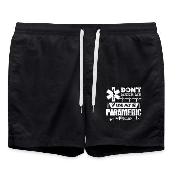 Don't Make Me Use My Paramedic Voice - Swim Trunks - black - Front - AI Model Male 185 light (185cm)