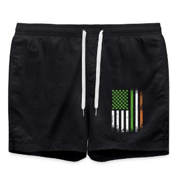 Patriotic Irish American Flag Ireland St. Patricks - Swim Trunks - black - Front - AI Model Male 185 light (185cm)