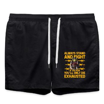 Tenez-vous toujours debout et combattez, si vous courez, vous ne ferez que mourir - Short de bain - noir - Devant - AI Model Male 185 light (185cm)