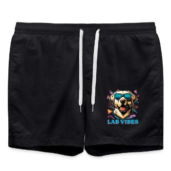 Labrador Retriever Lab Vibes Hunting Dog Pet Owner - Swim Trunks - black - Front - AI Model Male 185 light (185cm)