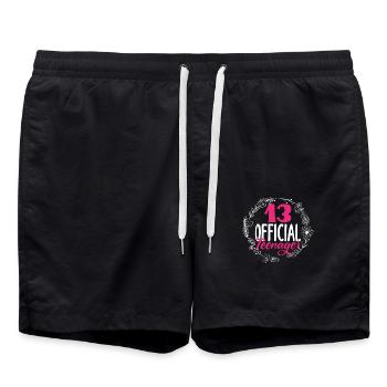 13e anniversaire Fleurs officielles pour adolescents - Short de bain - noir - Devant - AI Model Male 185 light (185cm)